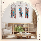 Jetec 3 Pcs Dream Catcher Moon Sun Star Design Handmade Traditional Design Craft Ornament Wall Art Hanging Home Decoration Bedroom Wedding (Dark Blue)