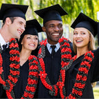 Canlierr Graduation Leis Class of 2026 Grad Ribbon Leis Double Braided Necklace Hawaiian Flower Garland with Heart Kukui Nut for Man Woman Graduation Party Supplies