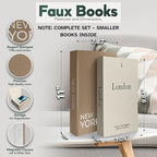 Faux Book Storage Box Set – Decorative Faux Books with Hidden Storage for Coffee Table Decor, Bookshelf or Mantle – Linen Decorative Boxes (Set of 2) – Aesthetic Book Decor for Home