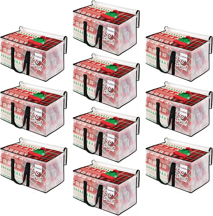 BlissTotes Moving Bags, 125L 10-Pack Storage Bags, Moving Box Heavy Duty Extra Large, Moving Totes with Zipper, Reinforced Handles Boxes for Packaging Moving, Decorative Wreath Storage
