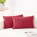 Aegero Pack of 2 Corduroy Decorative Throw Pillow Covers 12x24 Inch Soft Striped Pillow Covers Modern Farmhouse Home Decor for Sofa Living Room Couch Bed（Cranberry Red）