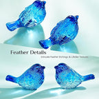 H&D HYALINE & DORA 3" Blue Glass Bird Figurine Miniature Blown Glass Birds Bird Gifts for Bird Lovers Women Men Animals Collectible Figurines for Desk Table Decor(Set of 2)