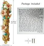 Hand-Painted Mezuzah, 9.5 Inches Large Mezuzah with Exquisite Enamel Design, Pomegranate Flower, and Scroll Included for Jewish Occasions
