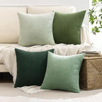 MIULEE Boho Farmhouse Sage Green Throw Pillow Covers 20x20 Inch Set of 4 Mordern Nordic Cushion Covers Soft Corduroy Spring Home Decor for Couch Bed Sofa Living Room Forest Green