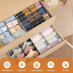 6 Pack Drawer Underwear Organizer, 59-Compartment Foldable Sock Bra Drawer Organizer Divider Fabric Dresser Closet Organizers and Storage Box for Storing Bra, Socks, Baby Clothes, Panty, Scarf, Ties