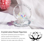 LONGWIN Crystal Lotus Flower Basket Figurine Collectible Glass Flowers Art Decor Reflection Feng Shui Decorative Ornaments for Living Room Bedroom Office AB - Coated