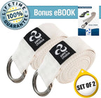 2-PACK or 5-PACK Yoga Exercise Adjustable Straps 8Ft | BONUS eBook | with Durable D-Ring For Pilates & Gym Workouts | Hold Poses, Stretch, Improve Flexibility & Maintain Balance