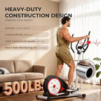 ANCHEER Elliptical Exercise Machine,Elliptical Machine Max 500LBS for Safety,8-Level Resistance&Hyper-Quiet Magnetic Driving System,Elliptical Trainer with Pulse Rate Grips&LCD Monitor&15.5IN Stride