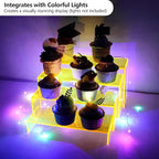ELEGANTLIFE Acrylic Display Risers Set of 4, 4-Level Tiered Display Stands for Cupcakes, Small Figures & Jewelry, Compact Countertop Display Shelf, Multiple Colors Available (Light Yellow (Translucent))