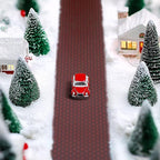 Iceyyyy 4 Pcs Christmas Village Reddish Brown Brick Road-39 x 3.5 Inch Cuttable Christmas Village Landscape Road-Miniature Xmas Village Accessories for Home Garden Street Landscape Decorations