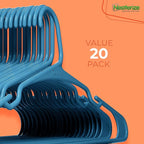 NEATERIZE Clothes Hangers Plastic 20 Pack for Adults - Plastic Hangers, The Perfect Coat Hanger and Space Saving Clothes Hangers for Closet, Percheros Ganchos para Colgar Ropa Hangars - Blue Hangers