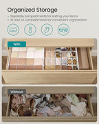 SONGMICS Set of 4 Drawer Organizers, Closet Organizers for Underwear, 80 Cells, Foldable Sock Holders, 11.8 x 11.8 x 3.9 Inches, for Storing Socks, Ties, Belts, Cloud White URUS011W01