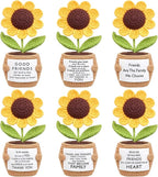Wavwavw 6 Pcs Friends Gifts for Women, Galentines Graduation Handmade Sunflower Crochet Doll with Positive Card for Female Birthday BFF Bestie Gifts (Friends)