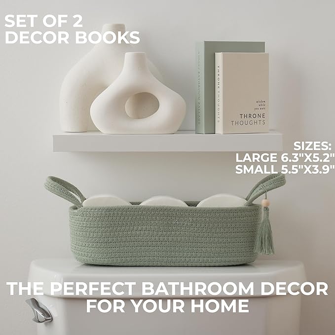 KIBAGA Beautiful Bathroom Decor Books – Set of 2 Modern Books for Your Bath Shelf - Funny Sage Green Restroom Decor and Accessories to Add Charm and Humor to Your Space