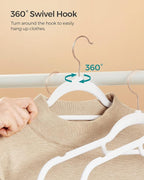 SONGMICS Velvet Hangers, Set of 60 Clothes Hanger with Rose Gold Swivel Hook, Non-Slip, and Space-Saving, 0.2-Inch Thick, 17.1-Inch Long for Coat, Shirt, Dress, Pants, Tie, Cloud White UCRF0021W01