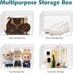 6 Pack Shoe Cases for Sneakers Transparent Shoe Storage Box Hat Display Case Stackable Storage Bins for Closet with Magnetic Door, Size 12