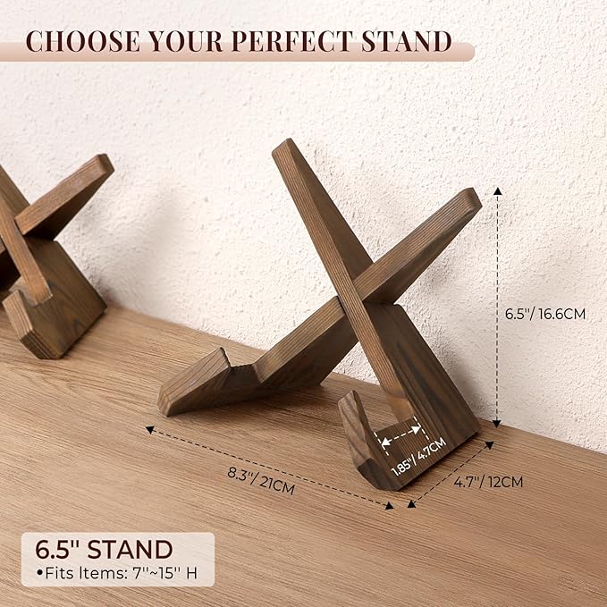 ANBOXIT Plate Stand for Display - 6.5 Inch Plate Holder Display Stand, Wooden Picture Frame Holder, Decorative Table Top Easels