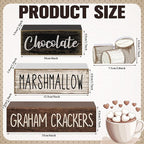 Moucuny 4 Pcs Christmas Table Decoration Wooden Marshmallow Chocolate Christmas Tiered Tray Decor Xmas Centerpiece Decorative Hot Cocoa Marshmallow Block Signs Gift Winter Decoration for Home Kitchen