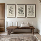 Large Framed Vintage Botanical Wall Art for Living Room, 3 Piece Rustic Farmhouse Plant Canvas Painting Prints Artwork, Neutral Natural Floral Pictures for Bedroom Kitchen Hallway Wall Decor, 24x36 In