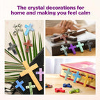 Nuenen 50 Pcs Cross Charm for Women Man Celebration Grad Decor Crystal Pocket Cross Necklace Natural Worry Stone Gift for Jewelry Making Craft Festival Decor(1.77 x 1.38 x 0.24 Inch,Cute)