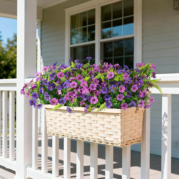 INQCMY Artificial Flowers for Outdoors Faux Plants Fake Flowers Spring Summer Decoration,12 Bundles Faux Silk Colorful Daisy Realistic UV Resistant for Outside Home Planter Window Porch Patio Yard