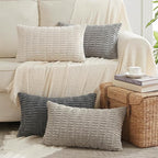 Fancy Homi 4 Packs Decorative Throw Pillow Covers for Living Room Couch Bed, Modern Farmhouse Boho Home Décor Accent Cushion Case, 24" x 12", Grey Series