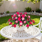 Artificial Hanging Faux Flowers for Outdoors Planters 2PCS Fake Flowers Silk Hibiscus Flowers for Outside Outdoor Faux Hanging Plants UV Resistant Spring Home Front Porch Decoration
