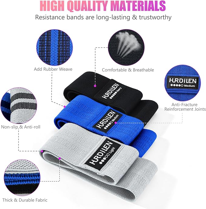 Resistance Bands for Working Out, Exercise Workout Bands for Women & Men, 3 Levels Elastic Stretch Bands for Exercise with Carry Bag for Physical Therapy, Home Fitness, Strength Training, Yoga