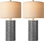 PARTPHONER 23" Modern Ceramic Table Lamp Set of 2, Table Lamps for Living Room, Rustic Farmhouse Bedside Lamps Nightstand lamp for Bedroom, Desk Lamp for End Table Home Decor Black