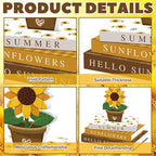 Thyle Sunflower Fake Decorative Books Wooden Sunflower Table Signs Faux Summer Decor Farmhouse Hello Sunshine Decoration Books for Summer Party Office Home Shelf Coffee Table Mantel Decor