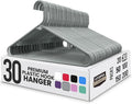 Utopia Home Plastic Hangers 30 Pack - Clothes Hanger with Hooks - Durable & Space Saving (Grey)