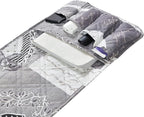 Brilliant Sunshine Grey Heart Love Patchwork Couch Armrest 5 Pockets Organizer, Slip Resistant Armchair Caddy, Washable Remote Controls Holder, Storage for Magazine, Tablet, Phone, 35×13", Grey White