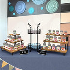 ELITEROO 3 Tier Wooden Retail Display Shelves, Portable Display Rack for Retail Counter Top Craft Shows Tradeshows, 3 Step Corner Tiered Table Display Tower Stand for Cupcake Jewelry Display