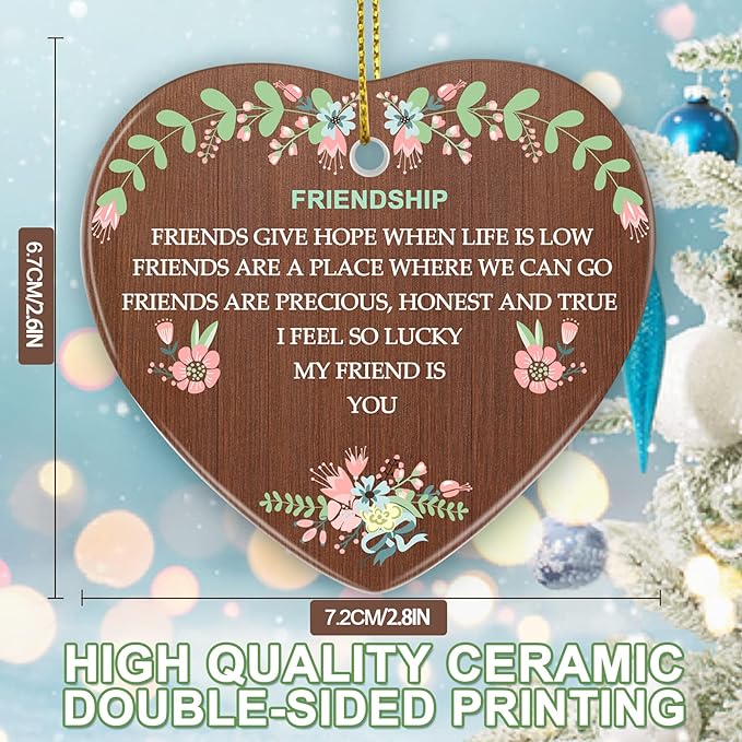 Friendship Gift for Best Friend, Jocidea Friendship Christmas Tree Ornaments Cheer Up Gifts for Women Friends Birthday Gifts Thinking of You Gifts Inspirational Gifts for Women - Best Gifts for Women