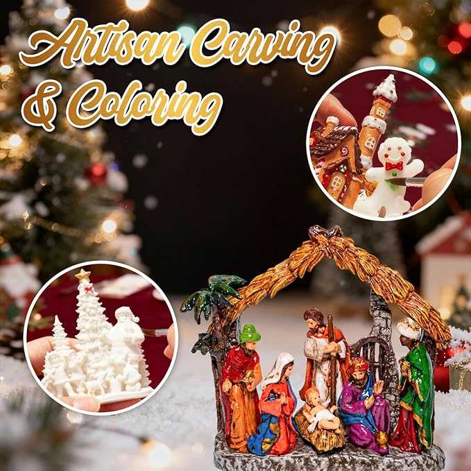 Nativity Scene Christmas Snow Globes, 10.24" Electric Light up Snow Globe Christmas, Festive Song 6H Timer & Dual Power, Musical Snowglobes Christmas Decorations Indoor Snowglobe Ornament