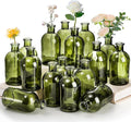 YOUEON 16 Pack Green Glass Bud Vases, Small Bud Vases in Bulk, Glass Flower Vases for Centerpieces, Vintage Decorative Bottle Vases for Flowers, Home Decor, Wedding Reception, Office