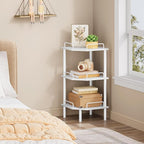 Tajsoon Corner Shelf Stand, 3 Tier Industrial Corner Shelves, Multipurpose Standing Display Shelf, Corner Shelving Unit for Bedroom, Living Room, Office, Kitchen, White