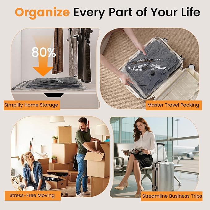 Vacuum Storage Bags Rechargeable Wireless Pump - 10 Pack Travel Storage Bags，Travel & Home Organizer Set, Multi-Size Space-Saving Bags, Perfect for Closet Luggage Bedding Clothing Storage