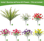 Artificial Flowers for Outdoors Faux Plants Outside Indoor,UV Resistant Silk Fake Petunia Tall Ferns for Home Patio Garden Back Yard Front Poch Decor Spring Summer(13 Bunchs,6 Multi Colors)