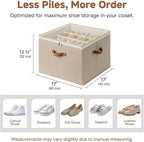 StorageWorks 2 Pack Shoe Organizer for Closet, Foldable Shoe Storage Box with Adjustable Dividers, Shoe Boxes Organizer for Entryway, Closet Shoes Organizer for Sandals, Sneakers, Fits 32 Pairs, Taupe