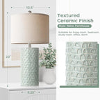 PARTPHONER 23" Modern Ceramic Table Lamp Set of 2, Table Lamps for Living Room, Rustic Farmhouse Bedside Lamps Nightstand lamp for Bedroom, Desk Lamp for End Table Home Decor Light Green