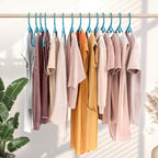 NEATERIZE Thick Heavy Duty Hangers - Blue Plastic Clothes Hangers 12 Pack - Great for Coat Hanger, Jackets Jeans & Suit Hanger for Closet - New Apartment Essentials Percheros Ganchos para Colgar Ropa