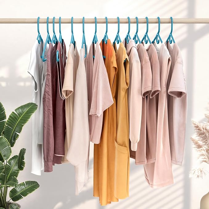 NEATERIZE Thick Heavy Duty Hangers - Blue Plastic Clothes Hangers 12 Pack - Great for Coat Hanger, Jackets Jeans & Suit Hanger for Closet - New Apartment Essentials Percheros Ganchos para Colgar Ropa