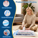 Vacuum Storage Bags with Electric Pump, 8 Jumbo Pack Space Saver Bags, Heavy Duty Reusable PA+PE Vacuum Sealer Bags for Comforters, Bedding, Blankets, Clothes, Home Organization & Travel