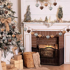 VioraWhite 18 Pcs Valentines Neutral Texture Heart Ornaments Bronze Rustic Heart Shaped Xmas Baubles Ornaments Farmhouse Copper Decorations for Tree Wreath Home Modern Holiday