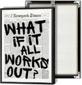 Retro Black And White Newspaper Poster What If It All Works Out Canvas Wall Art Positive Affirming Quote Minimalist Prints Painting For Home Bedroom Dorm Wall Decor 12x16in Framed
