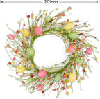 WreathDream Easter Wreaths for Front Door Easter Egg Wreath with Colorful Eggs,Berry for Front Door Indoor Outdoor Party Home Wall Window Festival Decoration
