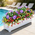 Artificial Flowers for Outdoors Faux Plants Outside Indoor,Realistic UV Resistant Silk Fake Geranium Daisy for Home Patio Garden Back Yard Front Poch Decor Spring Summer(12 Bunches)