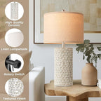 PARTPHONER 23" Modern Ceramic Table Lamp Set of 2, Table Lamps for Living Room, Rustic Farmhouse Bedside Lamps Nightstand lamp for Bedroom, Desk Lamp for End Table Home Decor Grey Shabby Chic White
