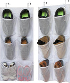 KIMBORA 2 Packs Narrow Over the Door/Wall Shoe Organizer Cruise, Small Hanging Shoe Rack for Closet with Clear Mesh Pocket for Bathroom, RV, Pantry, Camping (White)